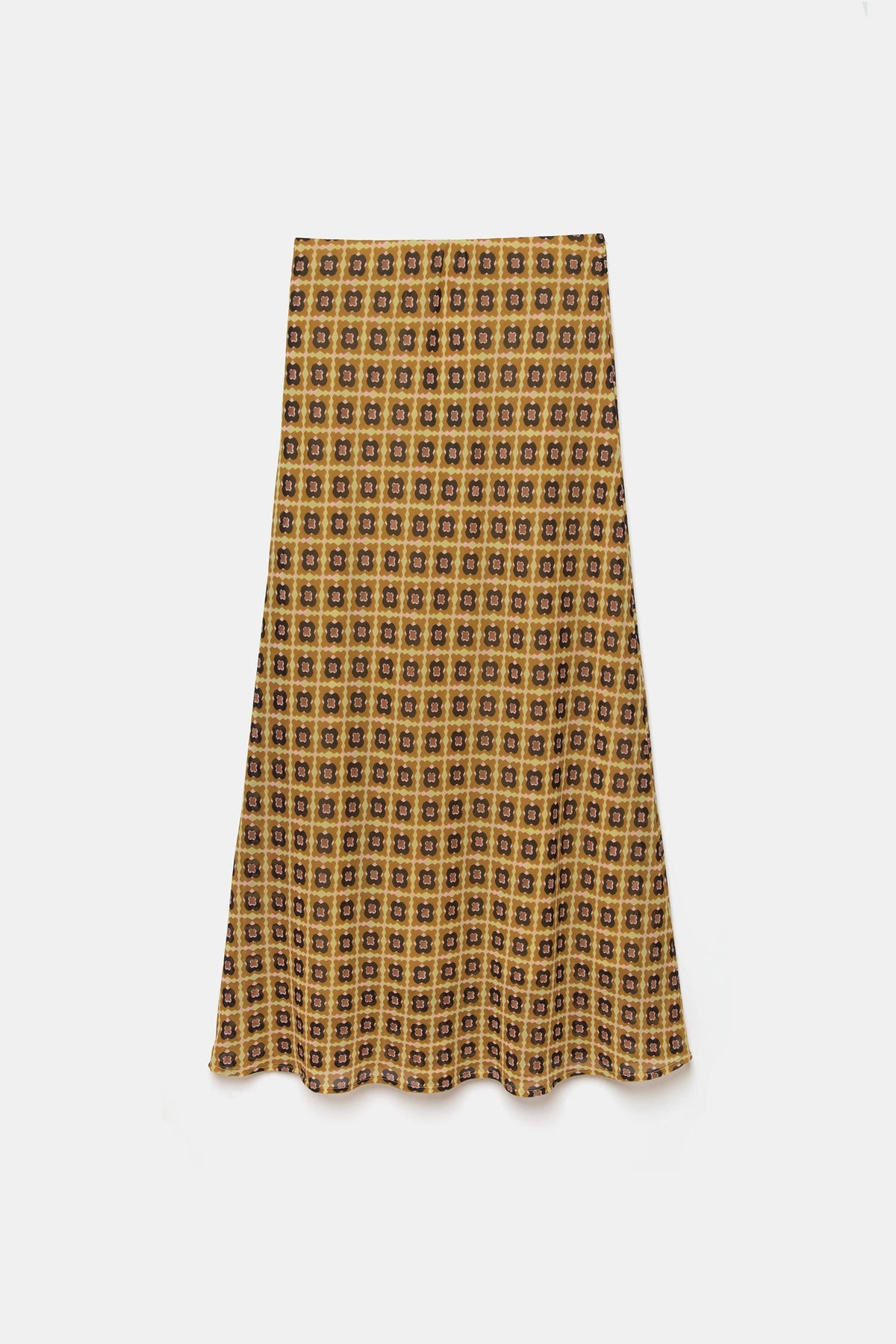 Geometric Print Midi Skirt in Amber