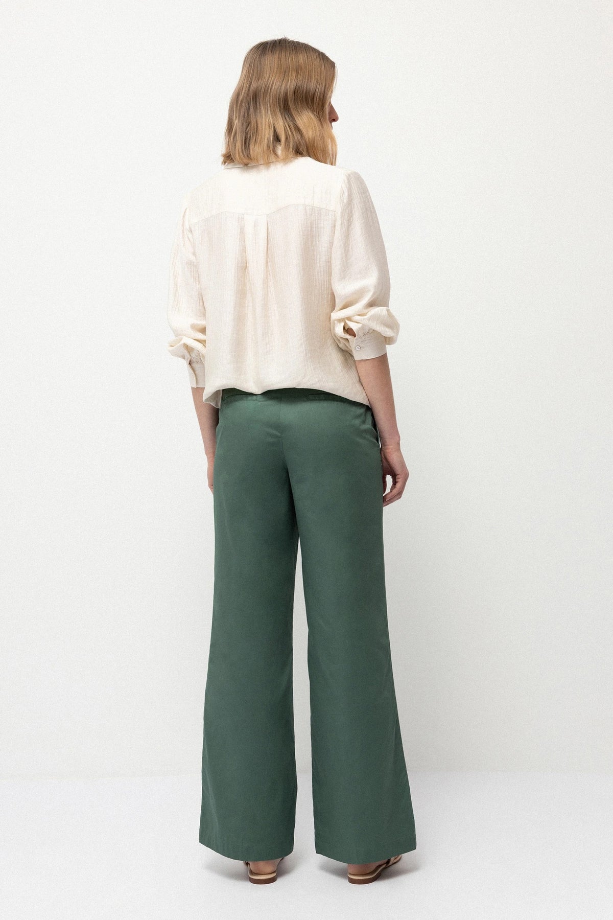 Wide-leg Plain Trousers in Green