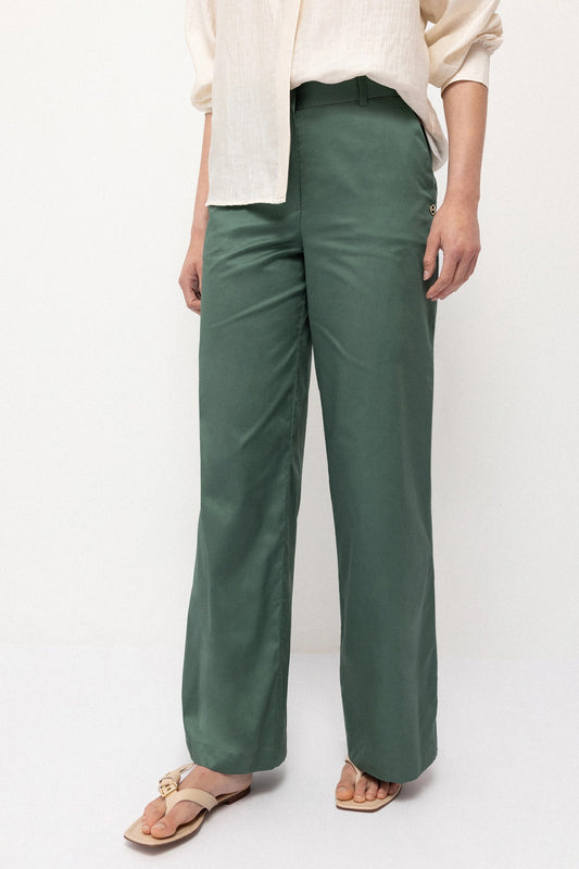 Wide-leg Plain Trousers in Green