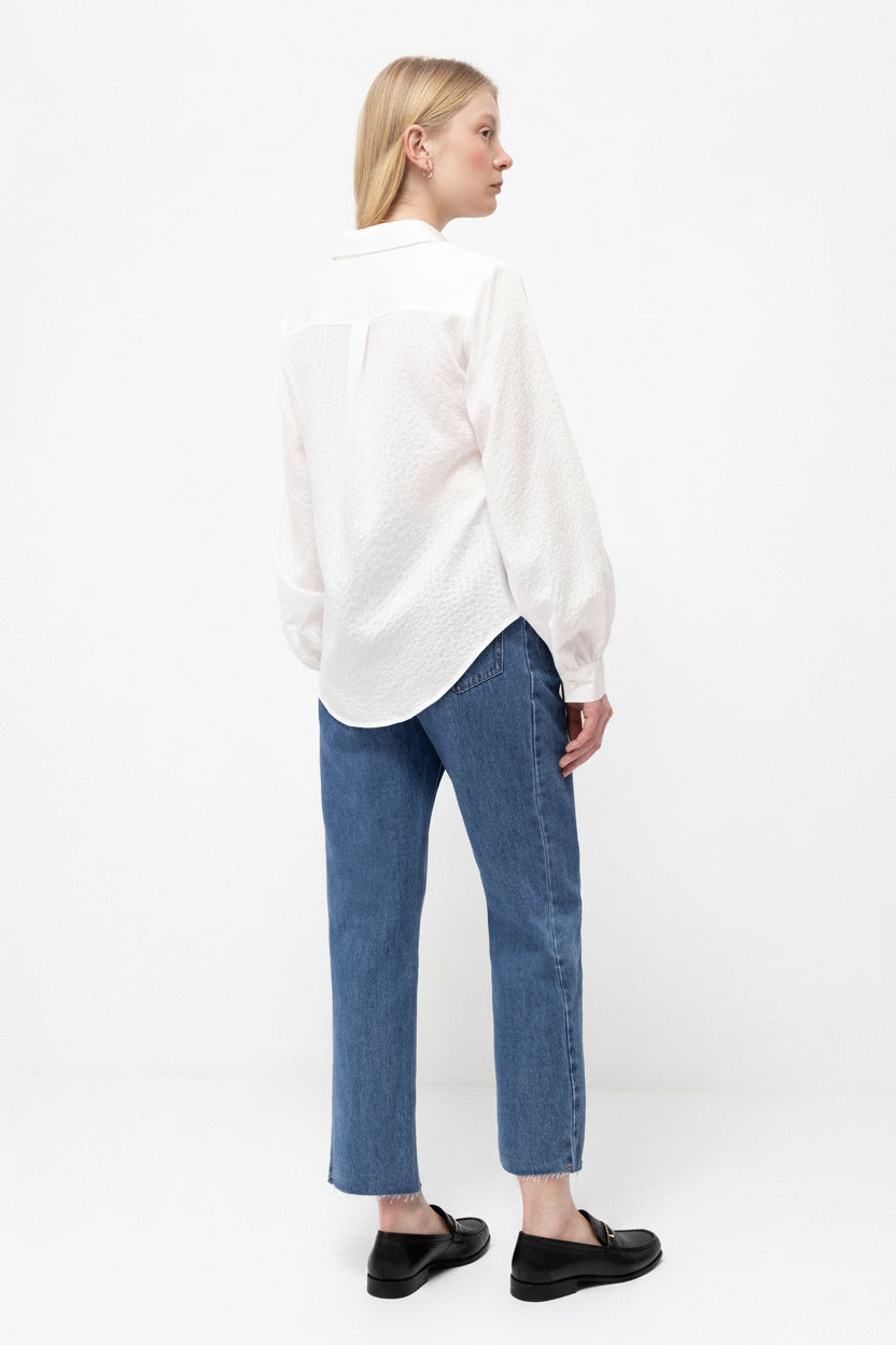 Straight-Leg Denim Jeans in Mid Blue