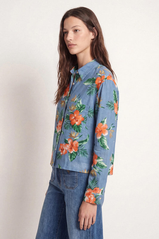 Hibiscus Print Cotton Shirt
