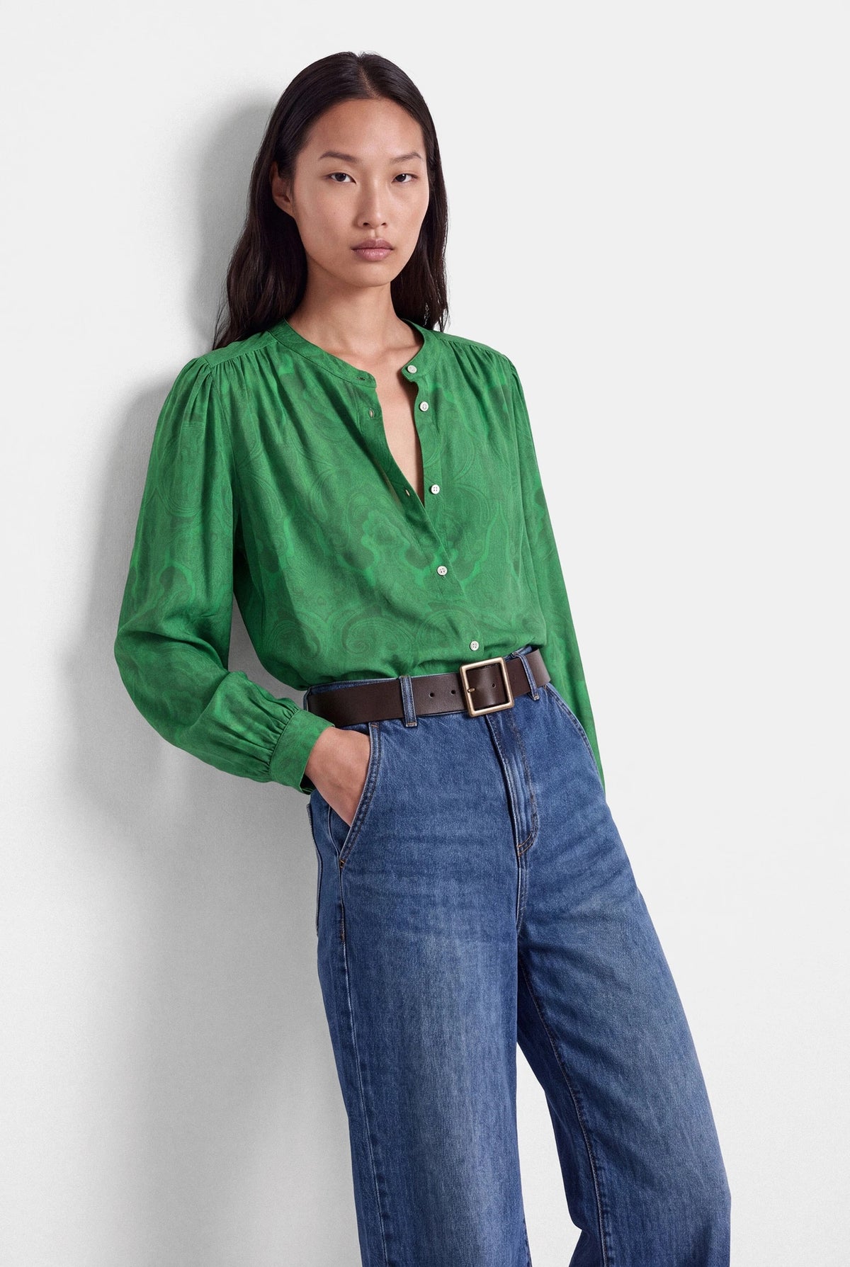 Green With Envy Paisley Blouse