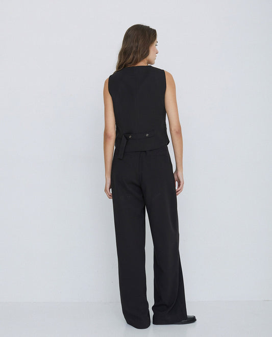 Wide Pleated Trousers in Black