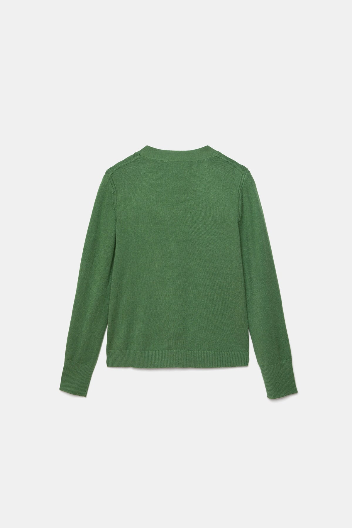 V-neck Knit Cardigan in Bottle Green