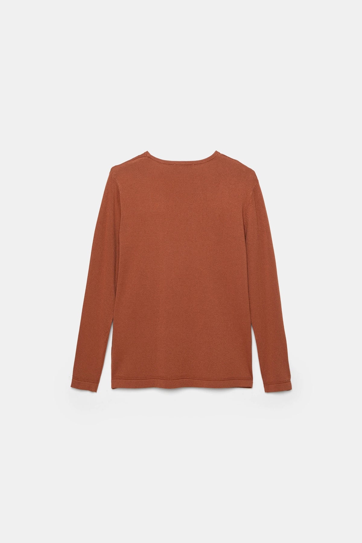 Round-Neck Knit Sweater in Rust