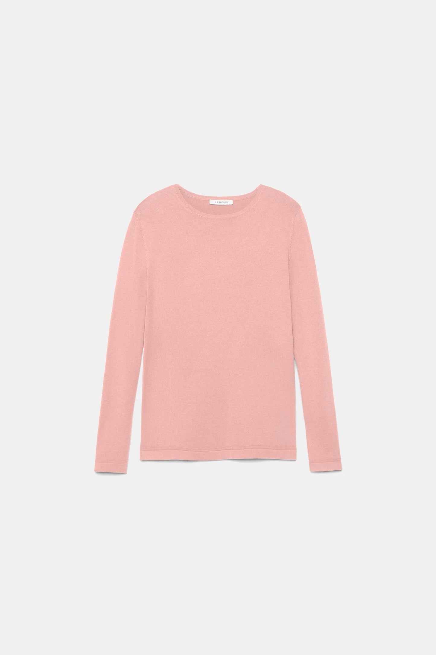 Round-Neck Knit Sweater in Old Pink