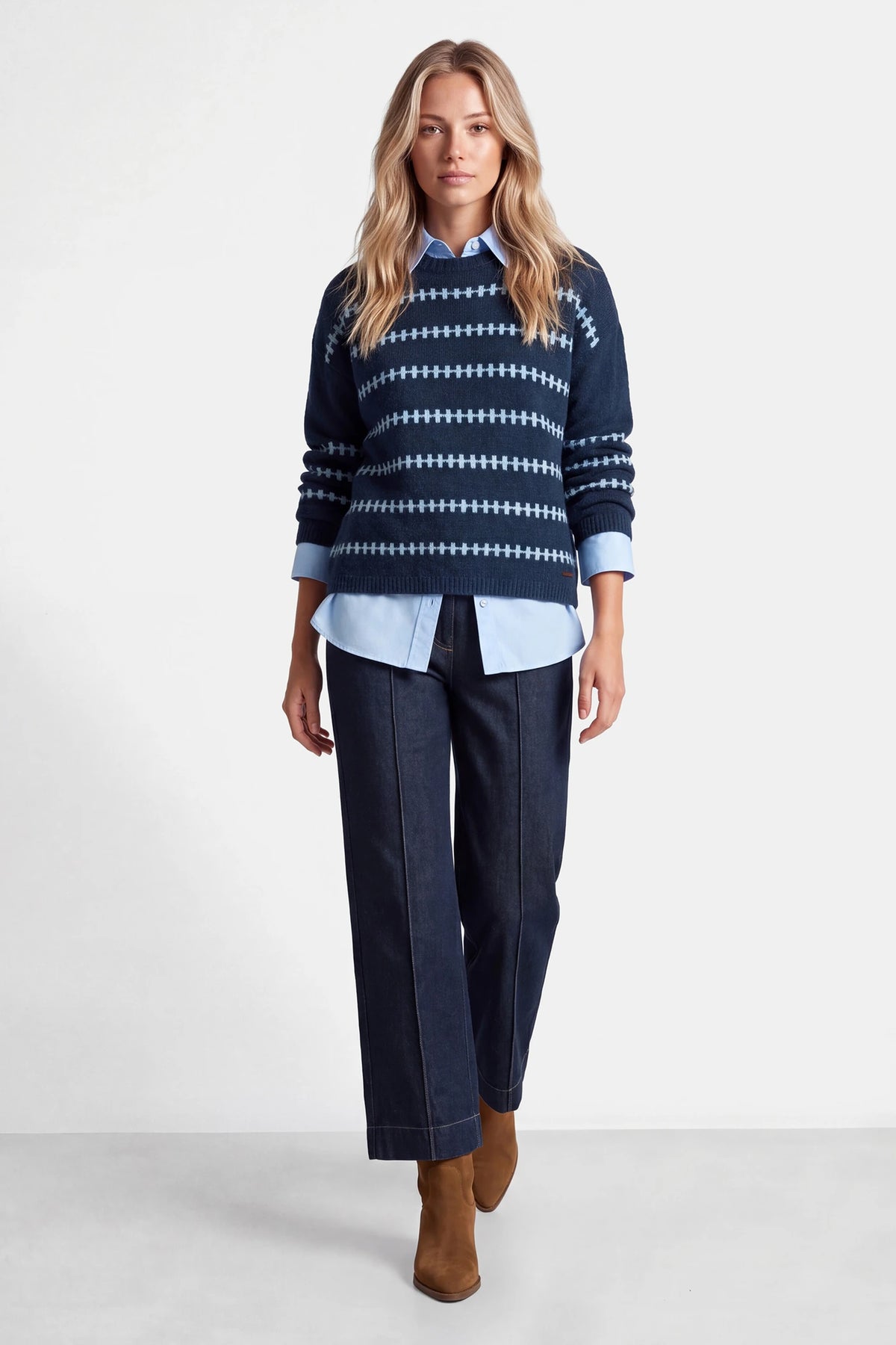 Asli Jacquard Jumper in Navy Blue