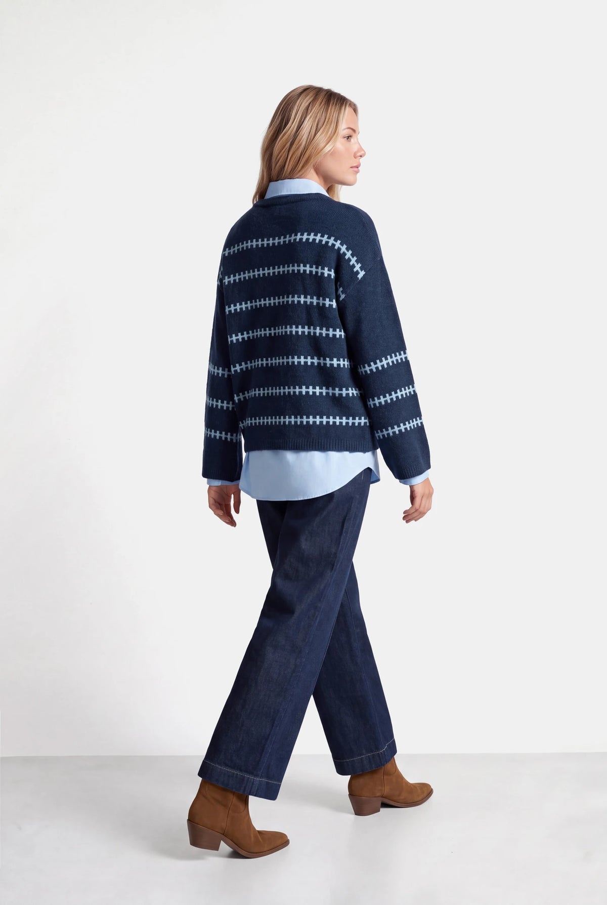 Asli Jacquard Jumper in Navy Blue