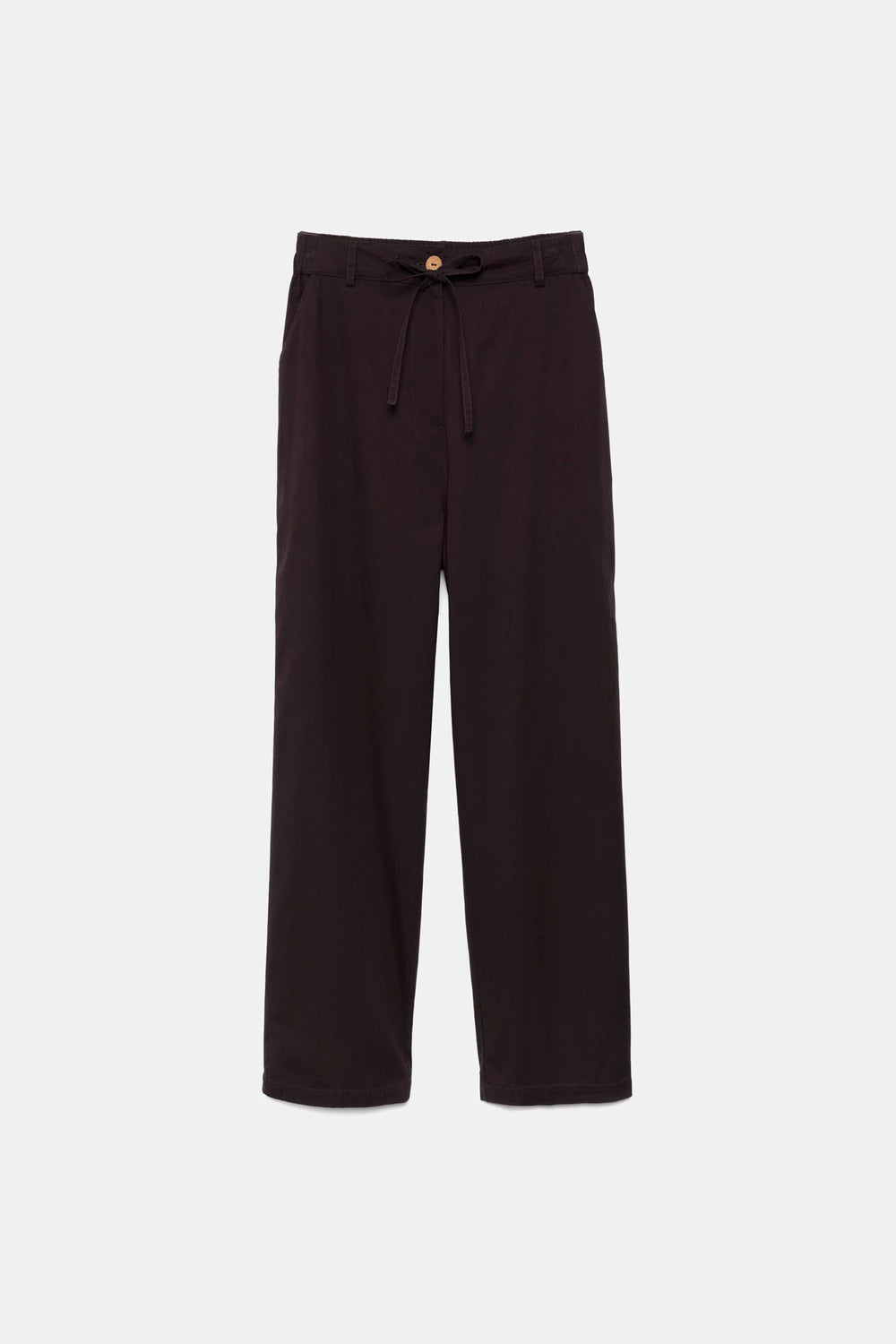 Cotton Plain Trousers in Brown