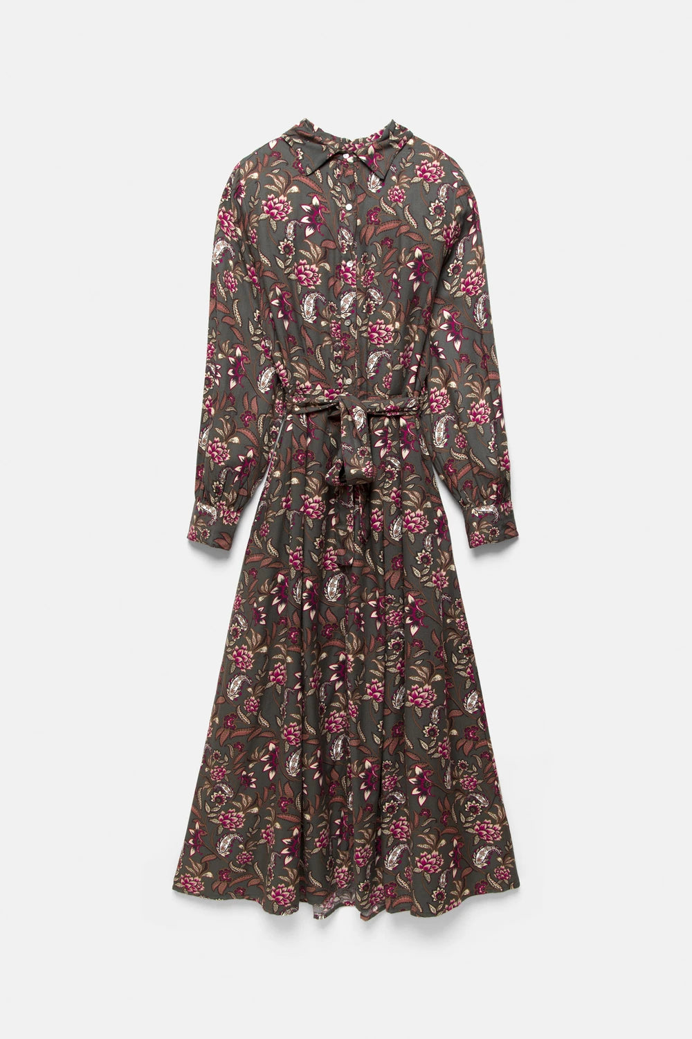 Midi Printed dress in Khaki