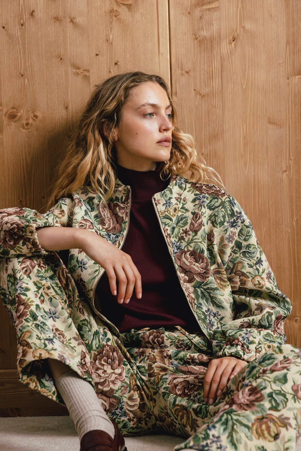 Floral Jacquard Bomber Jacket