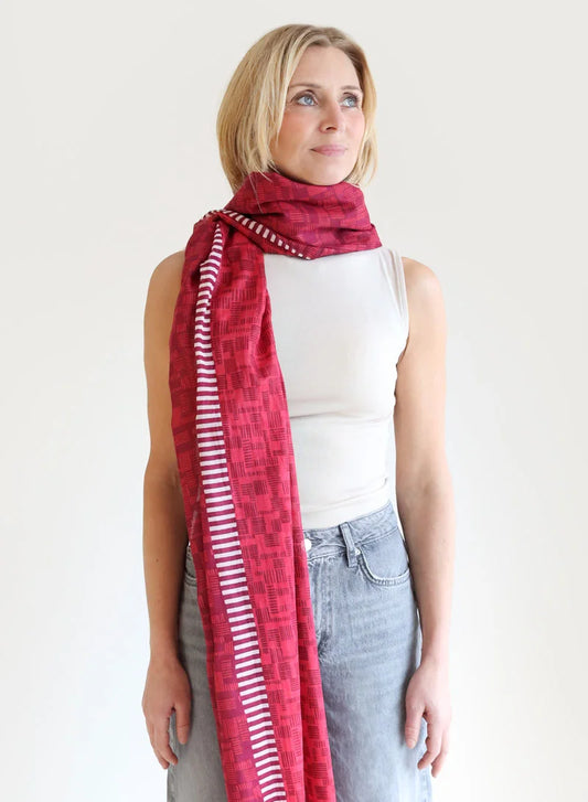 Greta Red 100% Organic Cotton Scarf