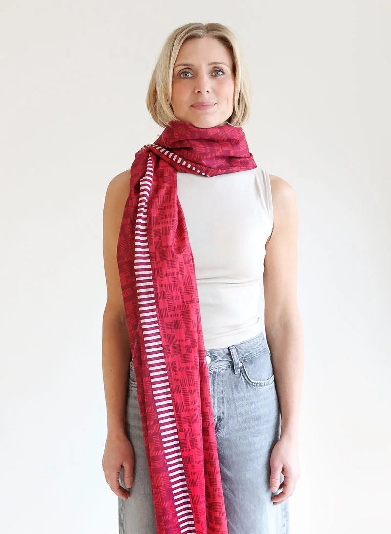 Greta Red 100% Organic Cotton Scarf