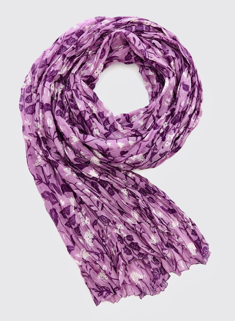 Floral Purple-white Silk Scarf by DJIAN