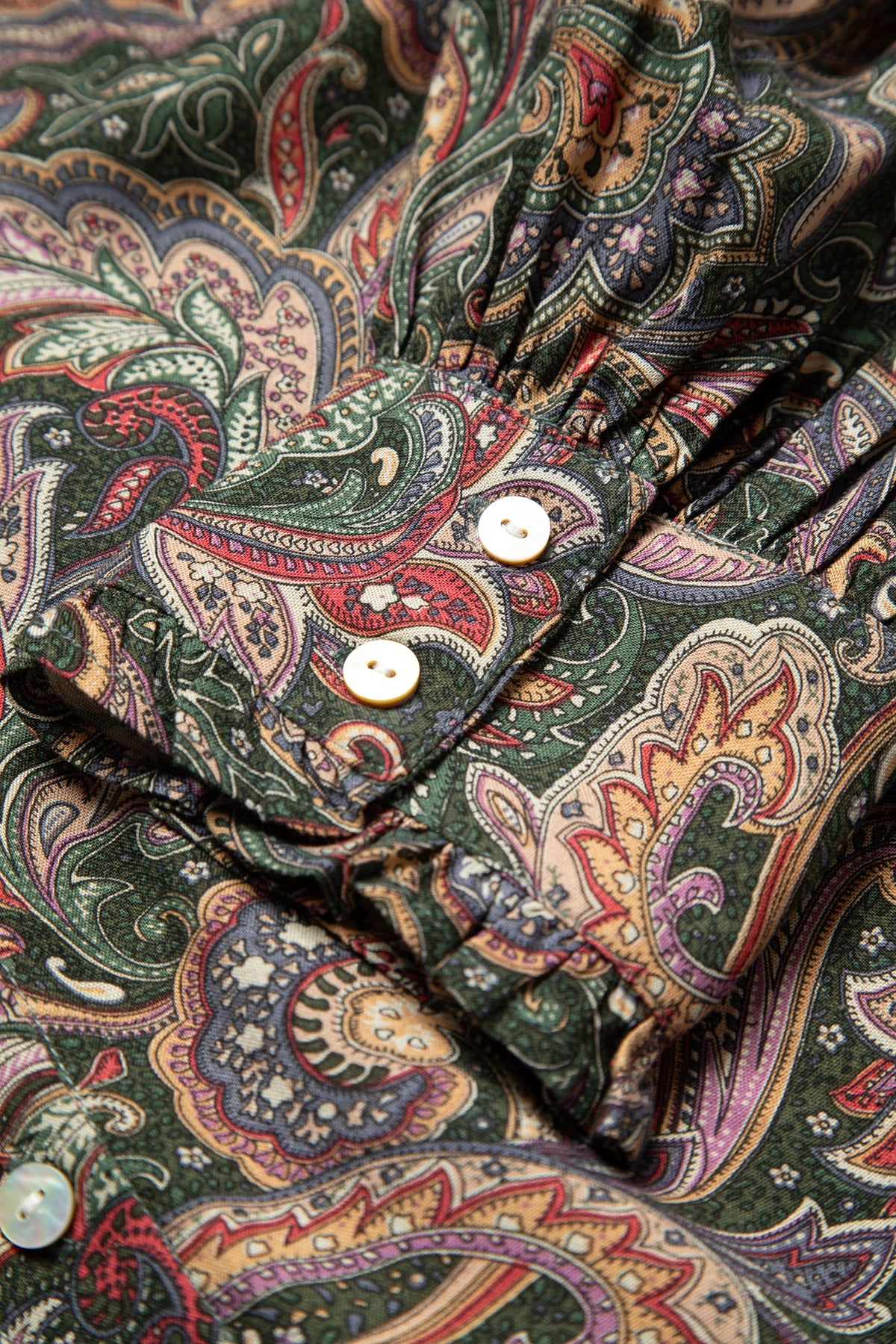 Paisley Print Ruffle-Neck Blouse