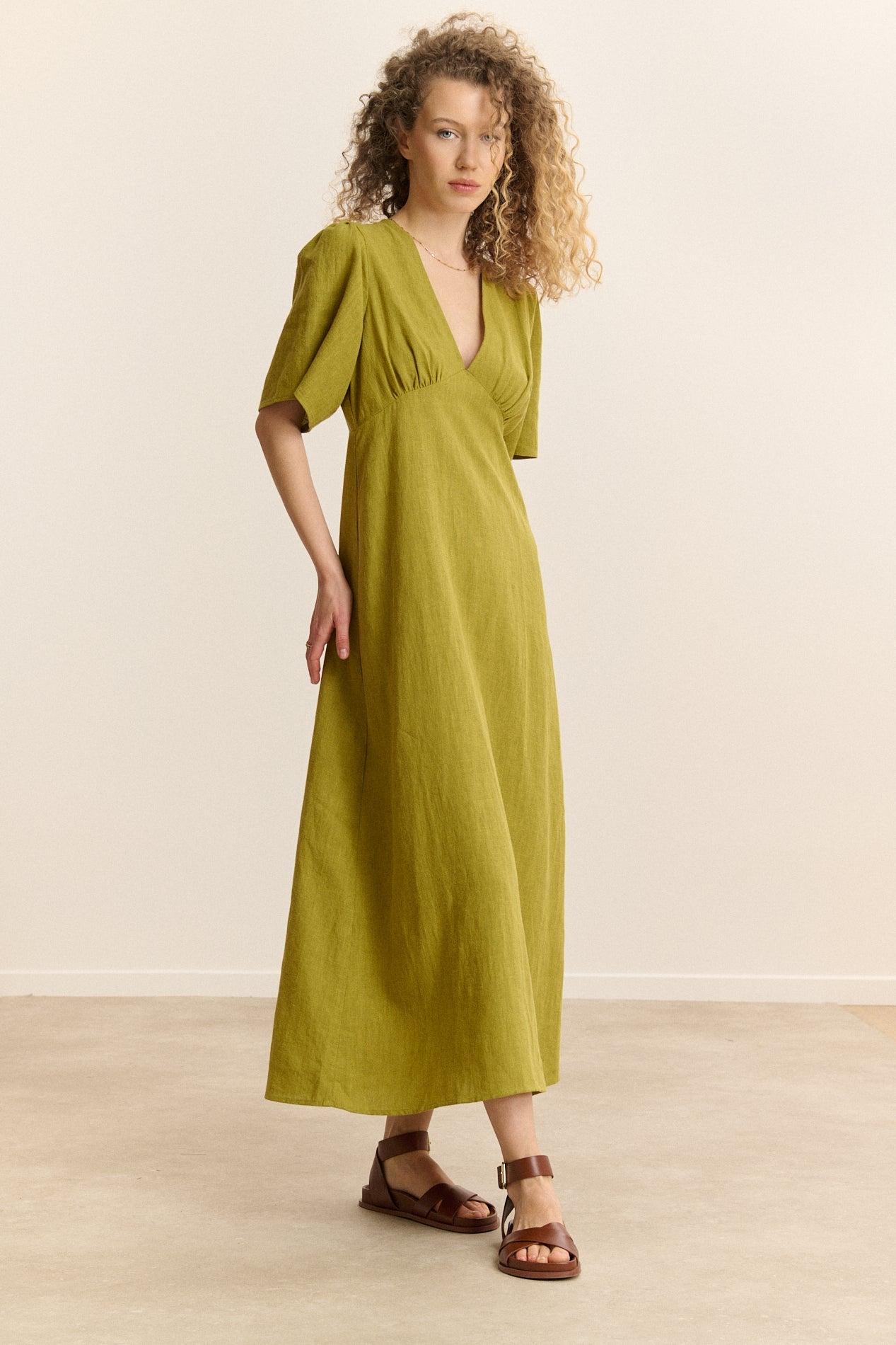Canelle Midi Dress in Green