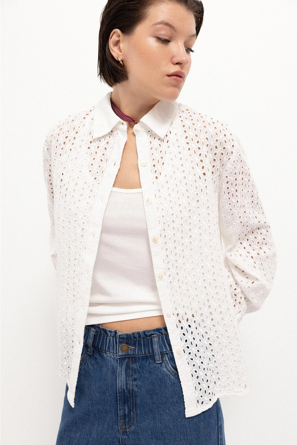 English Embroidery White Shirt