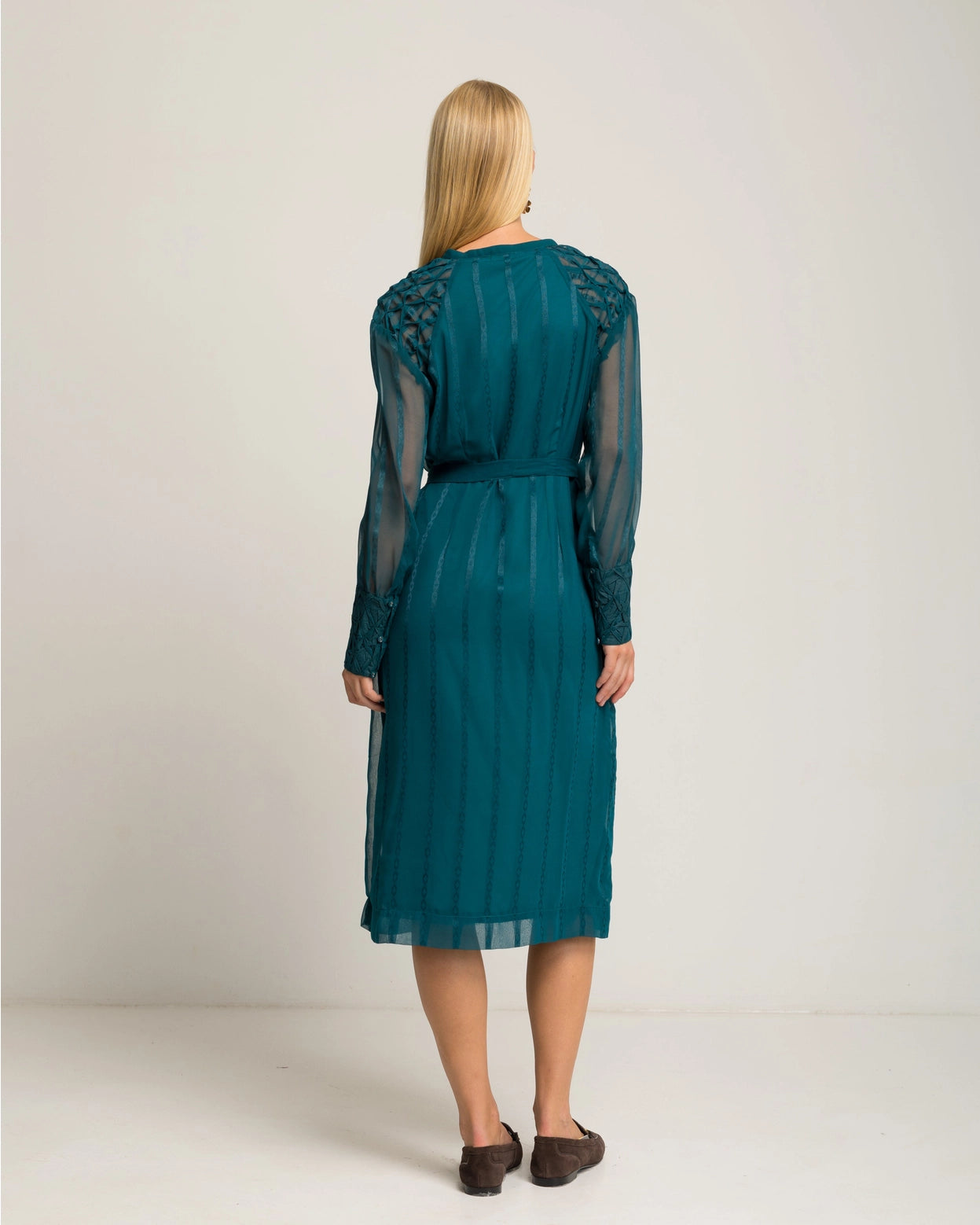 Orea Chiffon Midi Dress in Emerald Green