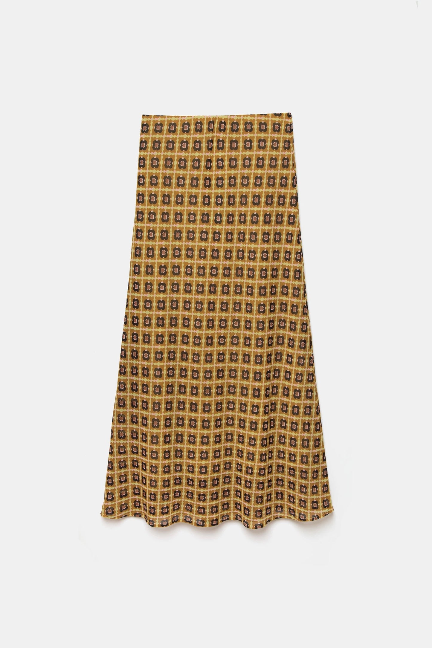 Geometric Print Midi Skirt in Amber