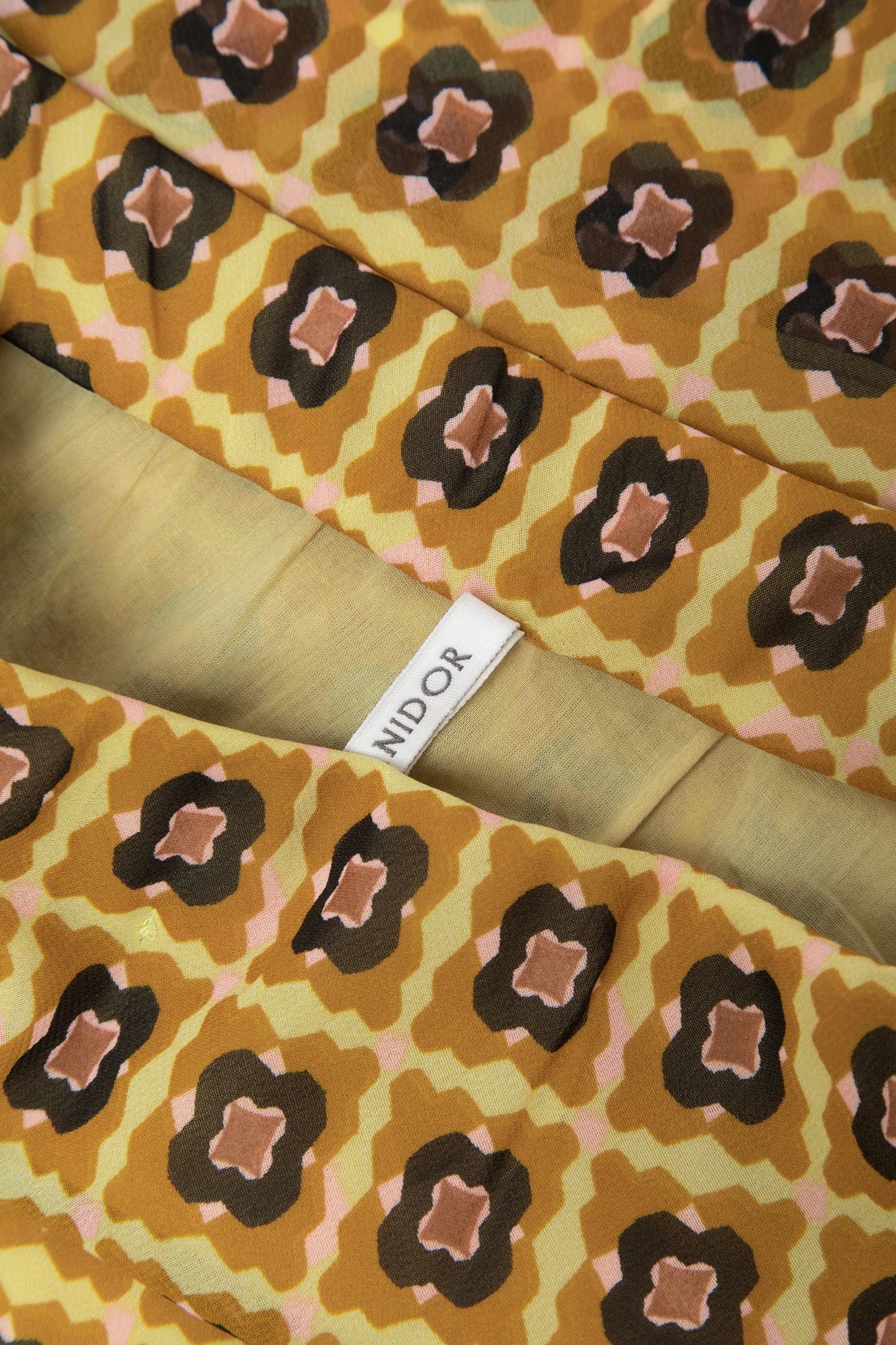 Geometric Print Midi Skirt in Amber