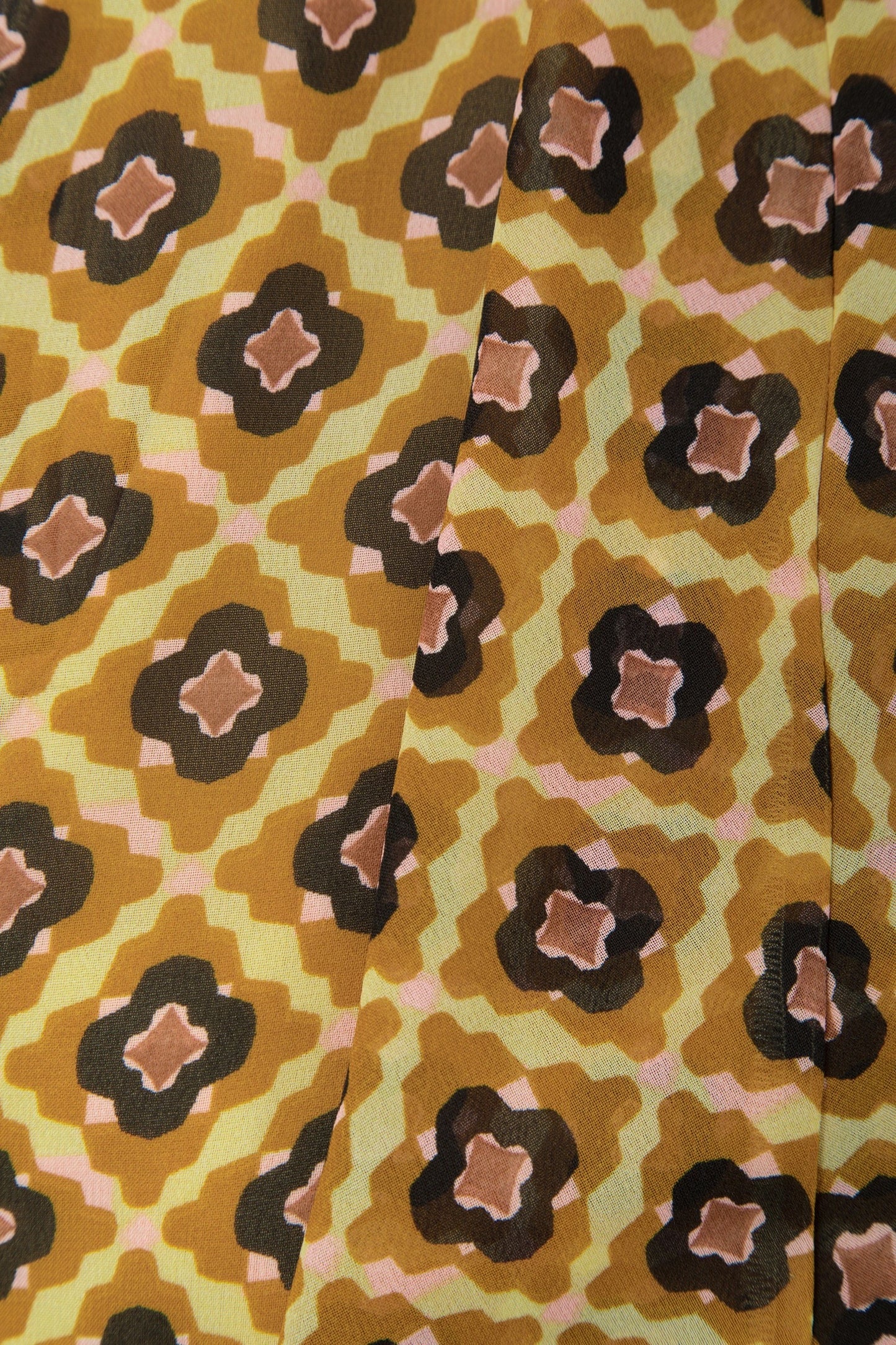 Geometric Print Midi Skirt in Amber