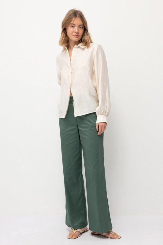 Wide-leg Plain Trousers in Green