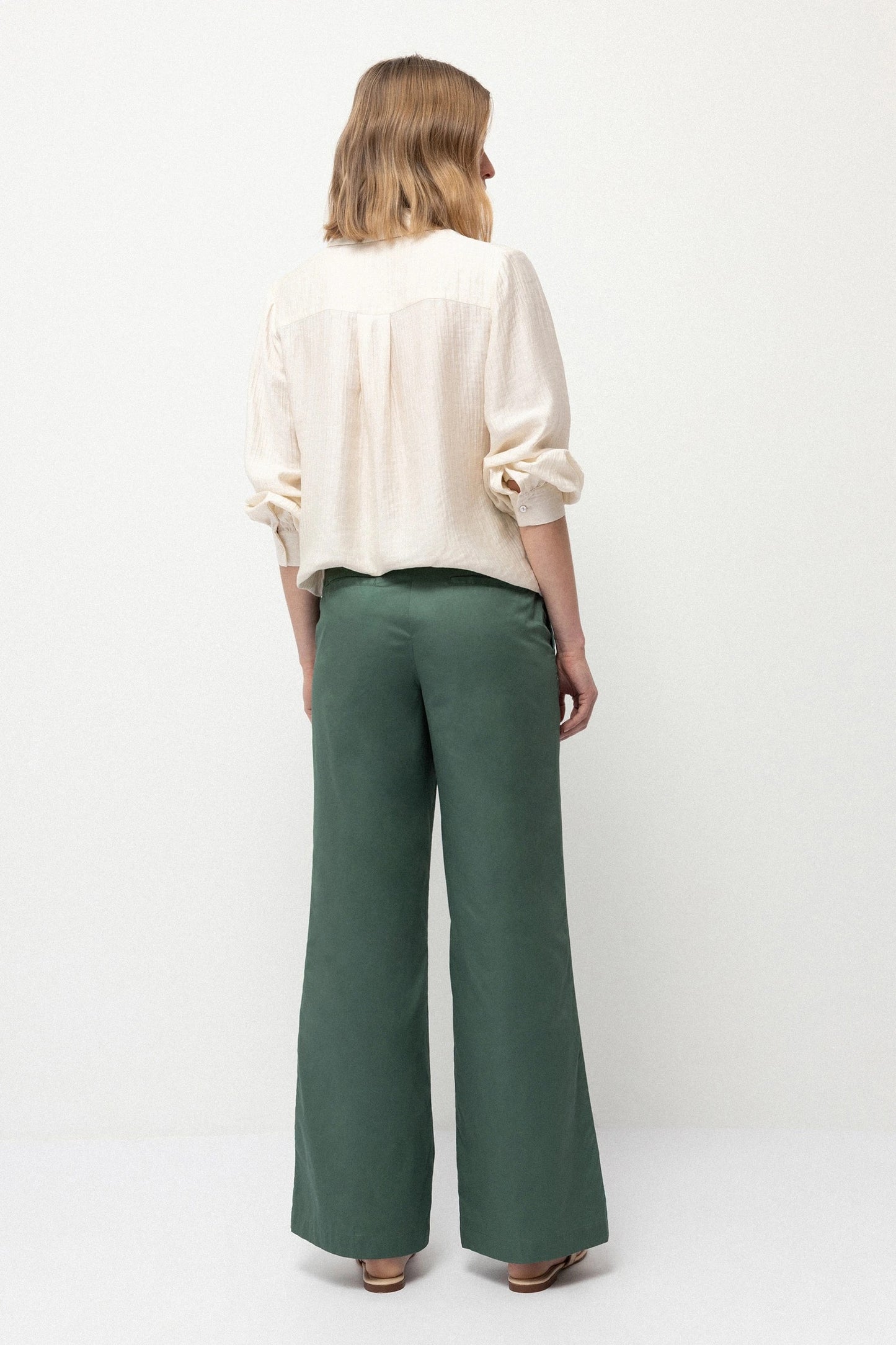 Wide-leg Plain Trousers in Green