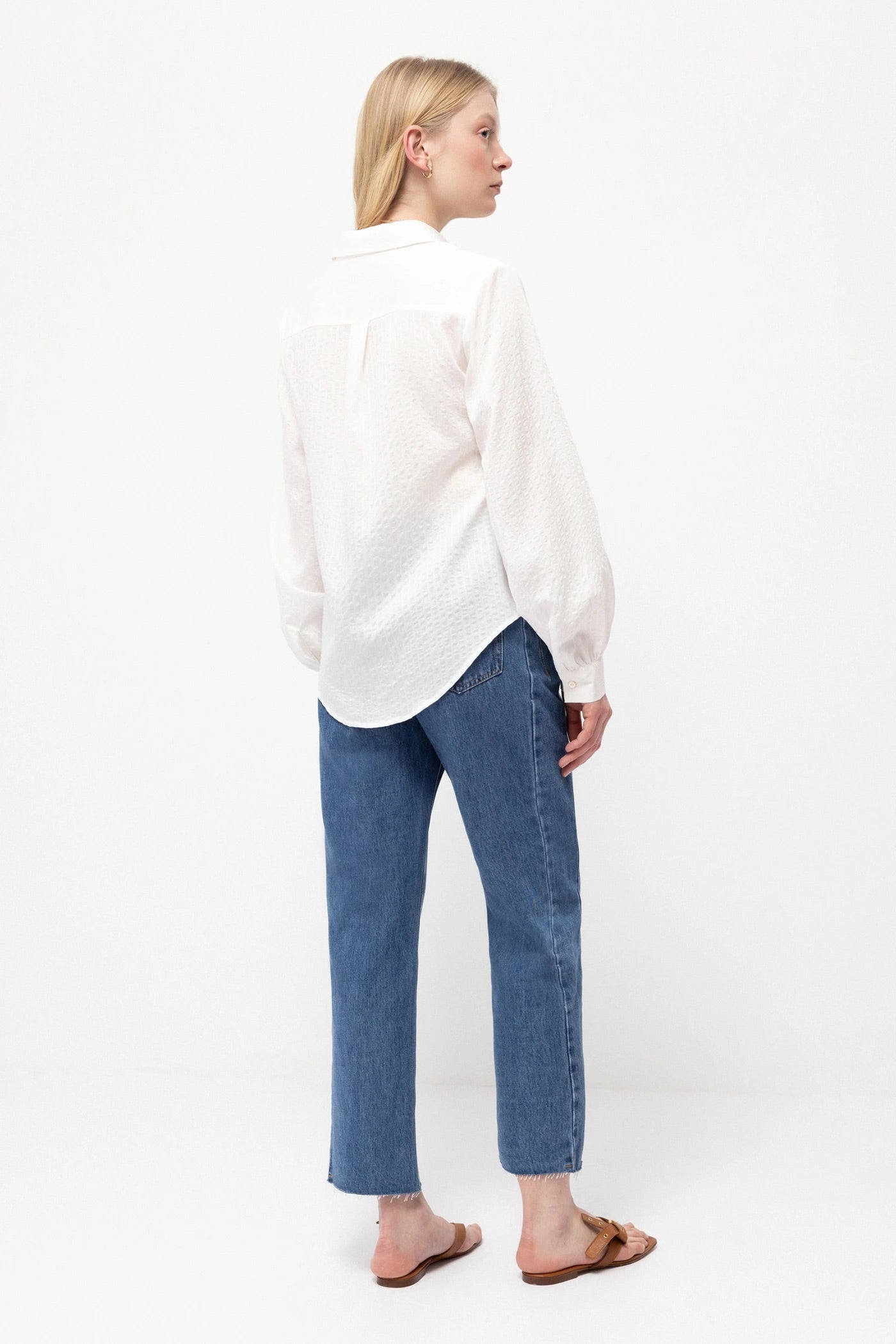 Straight-Leg Denim Jeans in Mid Blue