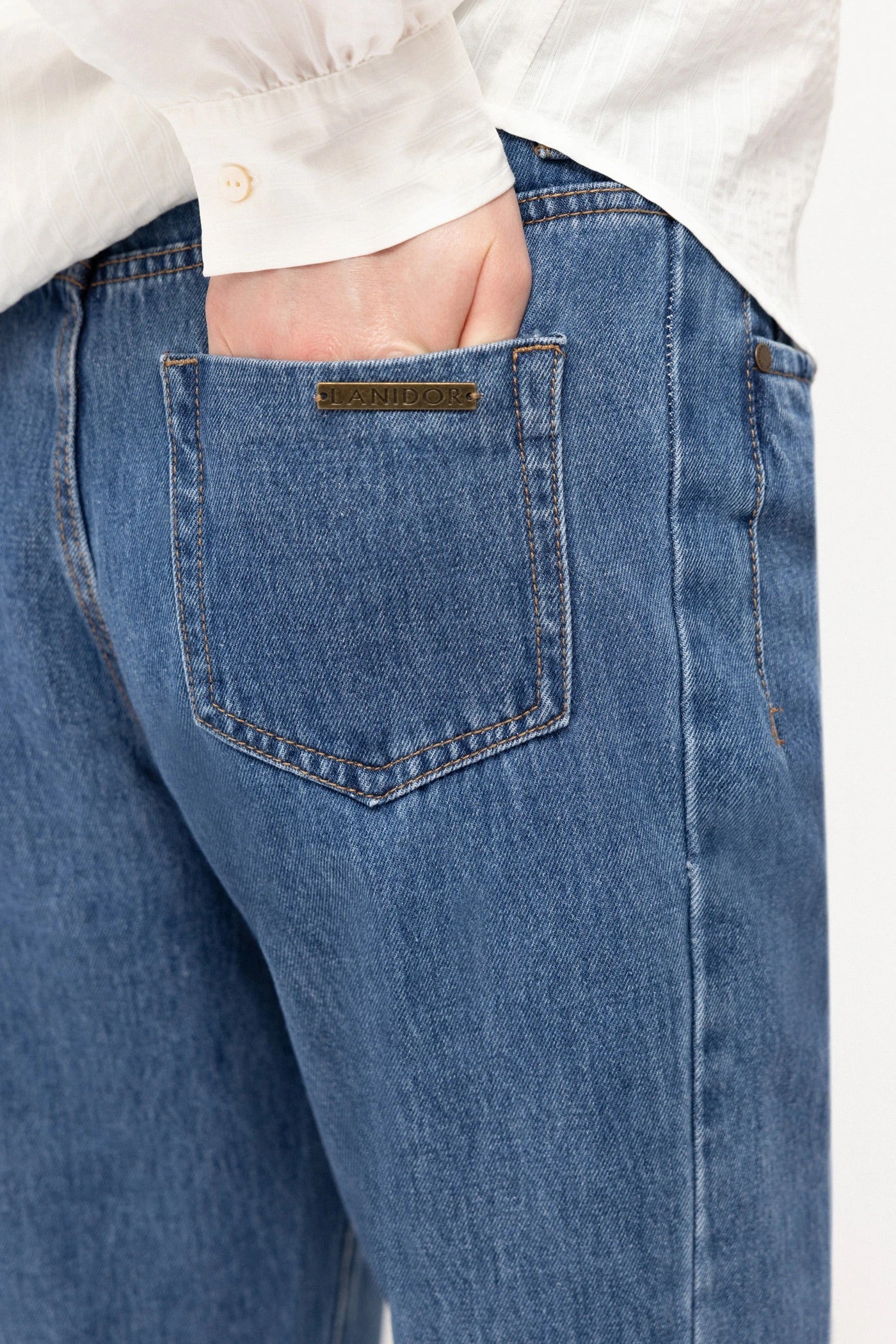 Straight-Leg Denim Jeans in Mid Blue