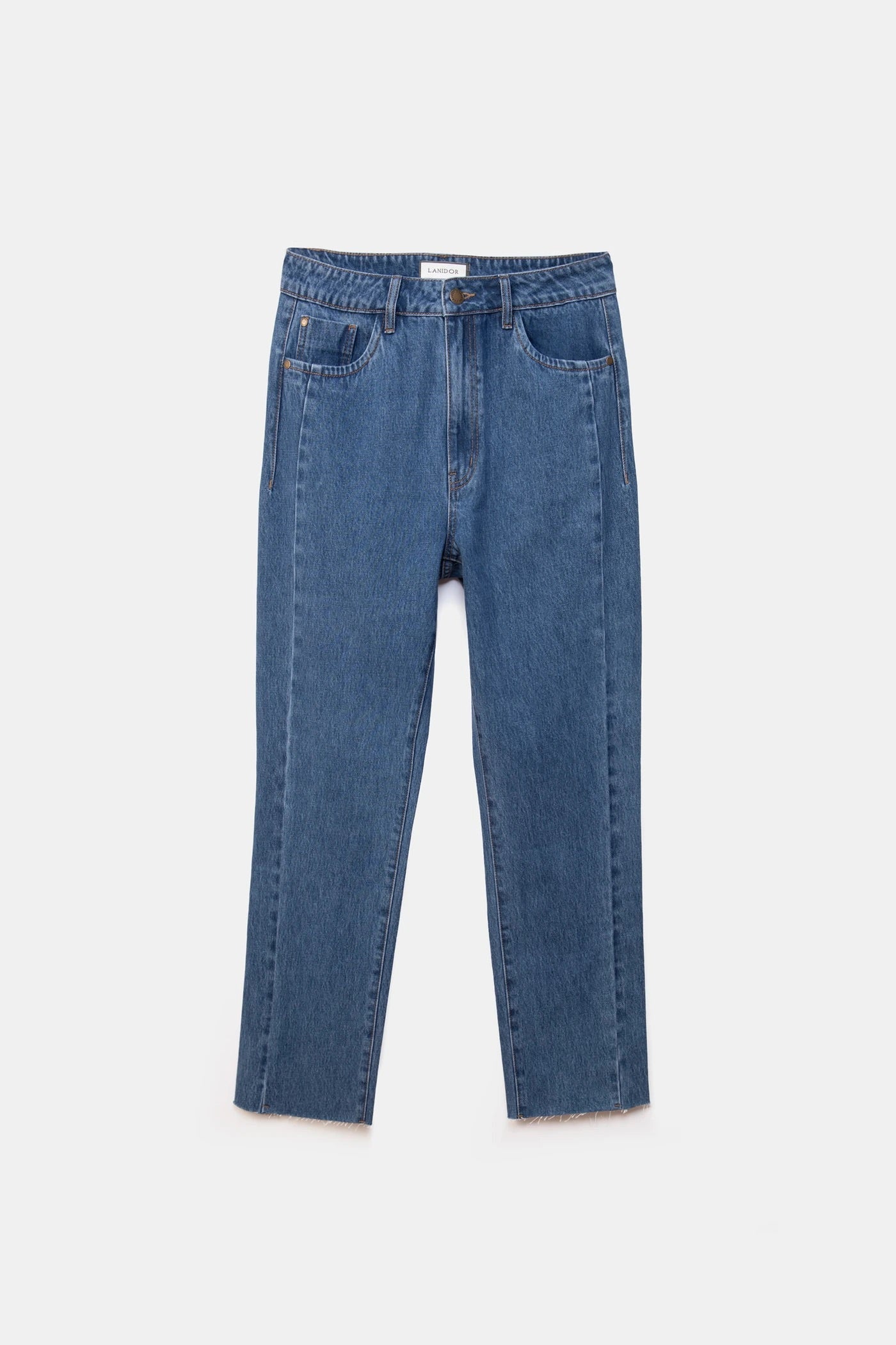 Straight-Leg Denim Jeans in Mid Blue