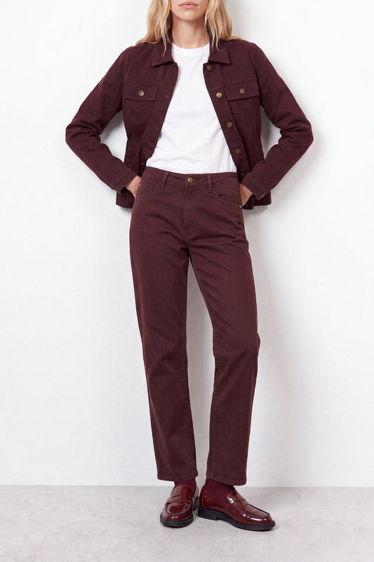 Five-Pocket Twill Trousers in Bordeaux