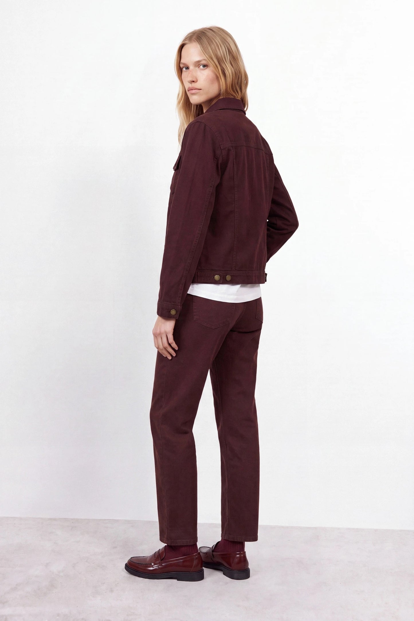 Five-Pocket Twill Trousers in Bordeaux