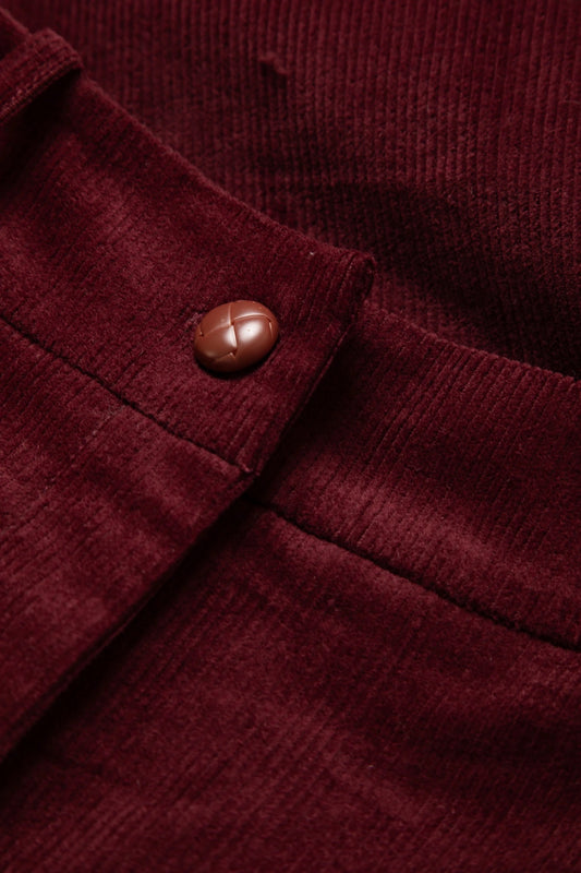 Corduroy Tapered Trousers in Bordeaux