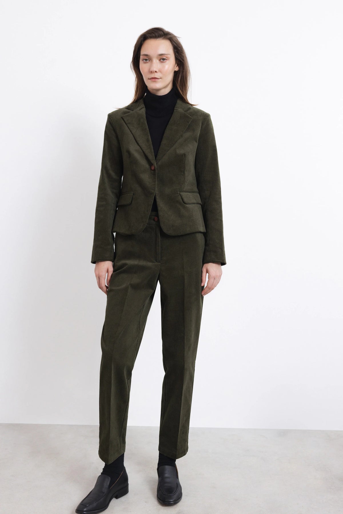 Corduroy Tapered Trousers in Green