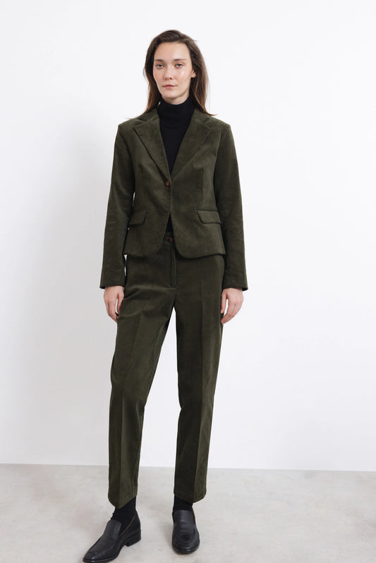 Corduroy Tapered Trousers in Green