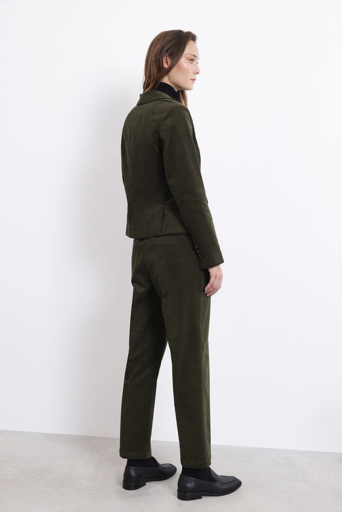 Corduroy Tapered Trousers in Green