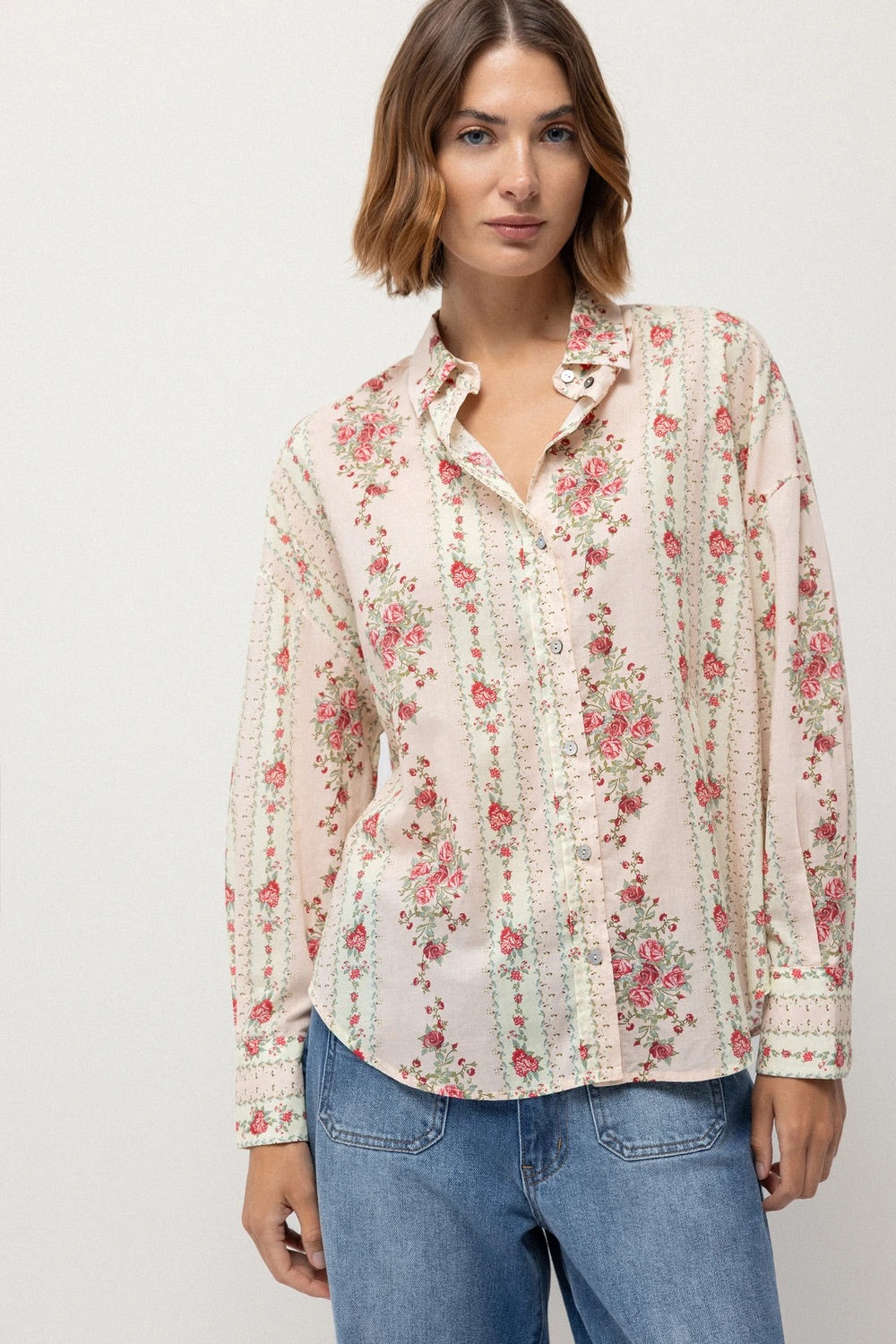 Rose Print Cotton Shirt