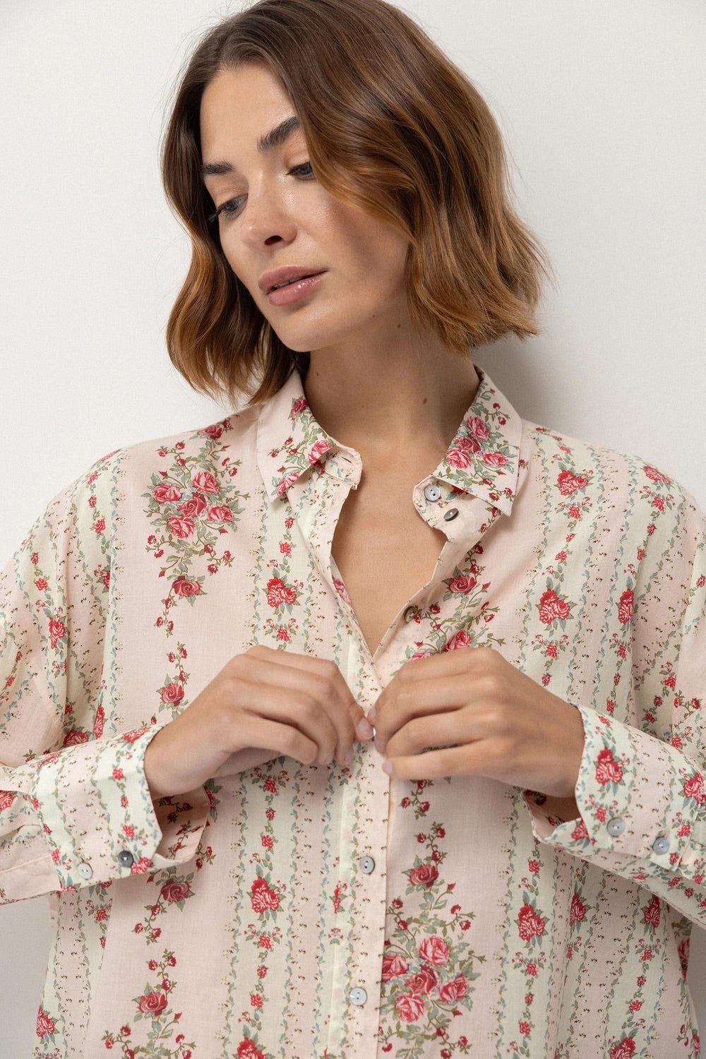 Rose Print Cotton Shirt