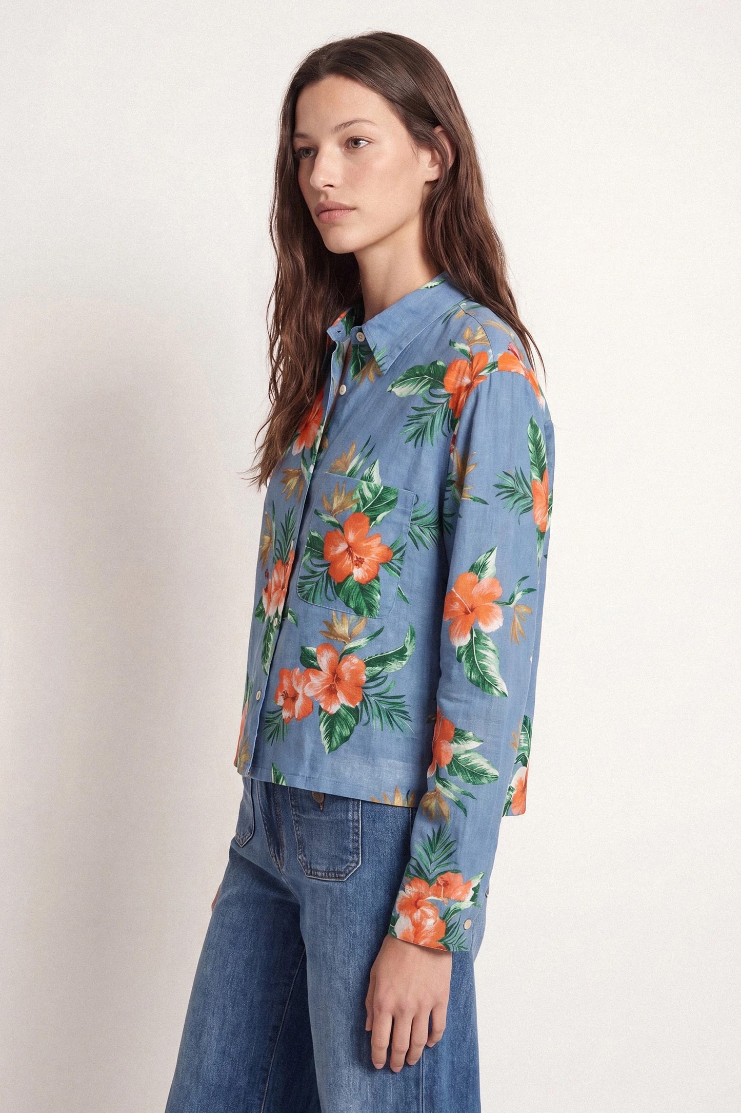 Hibiscus Print Cotton Shirt