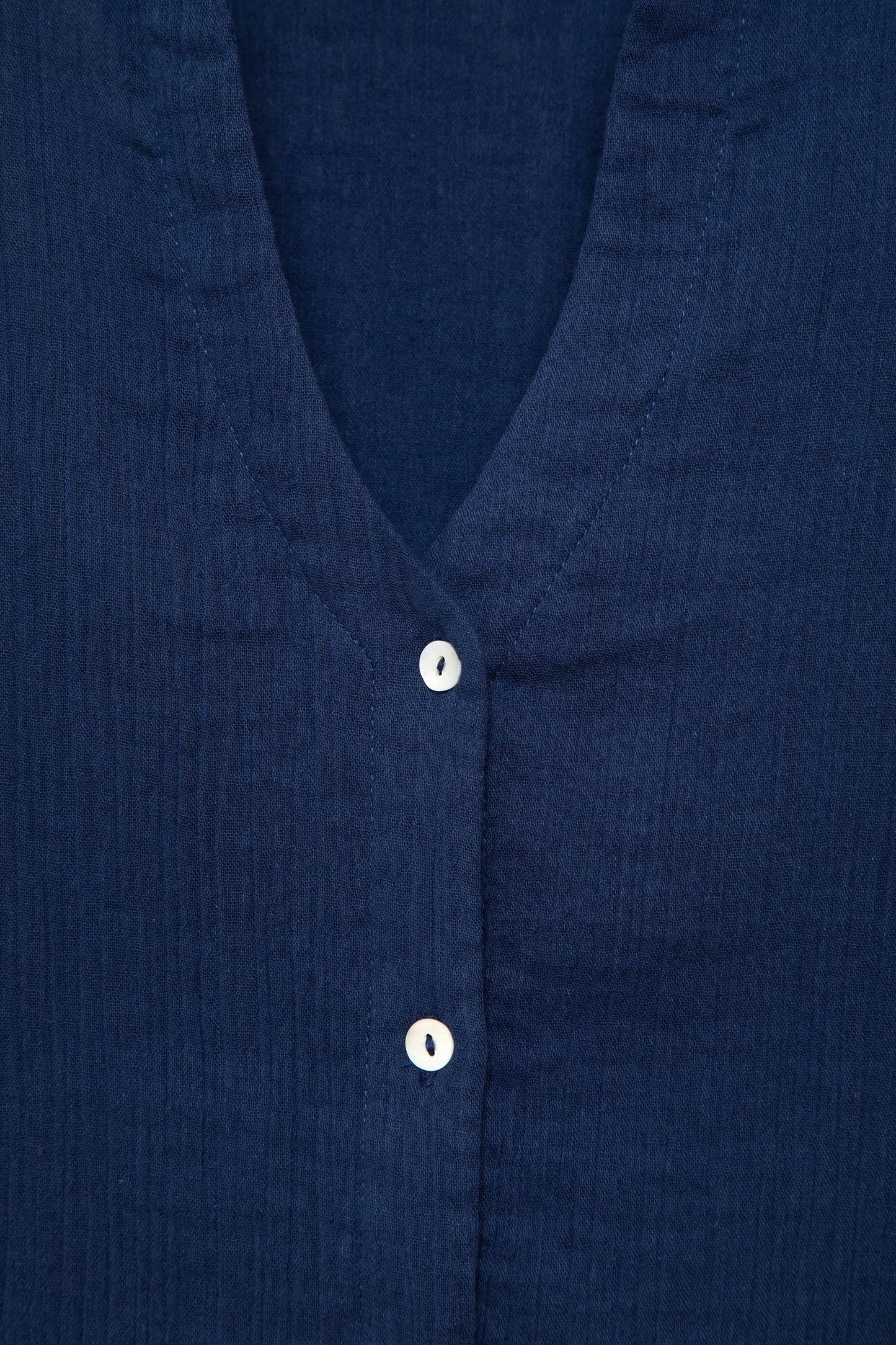 Navy Asymmetric Cotton Blouse