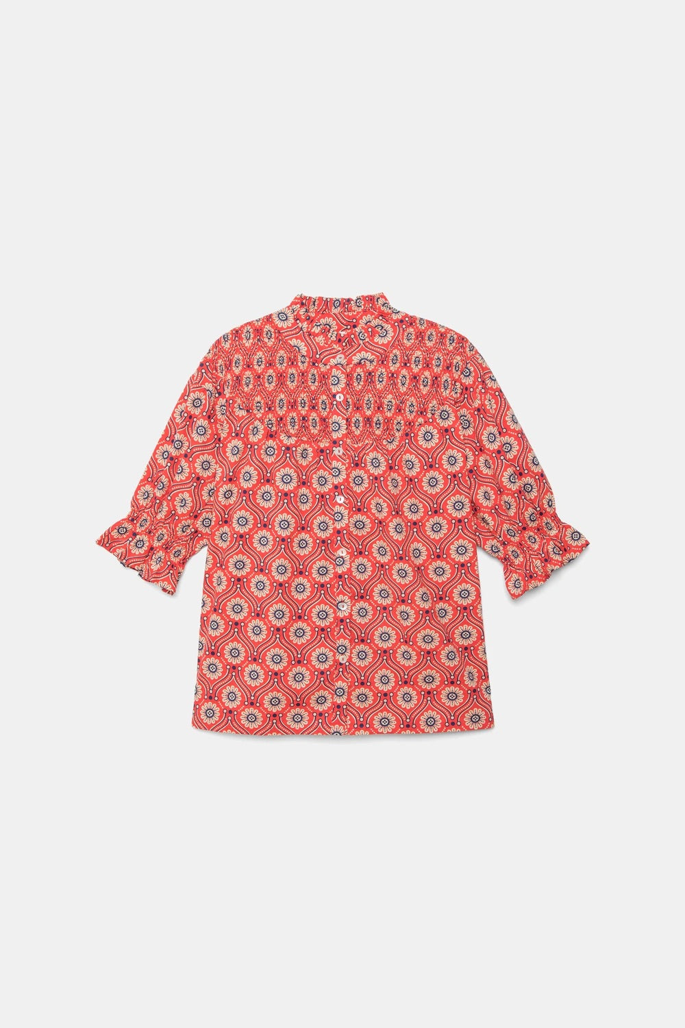 Medallion Print Cotton Blouse in Red