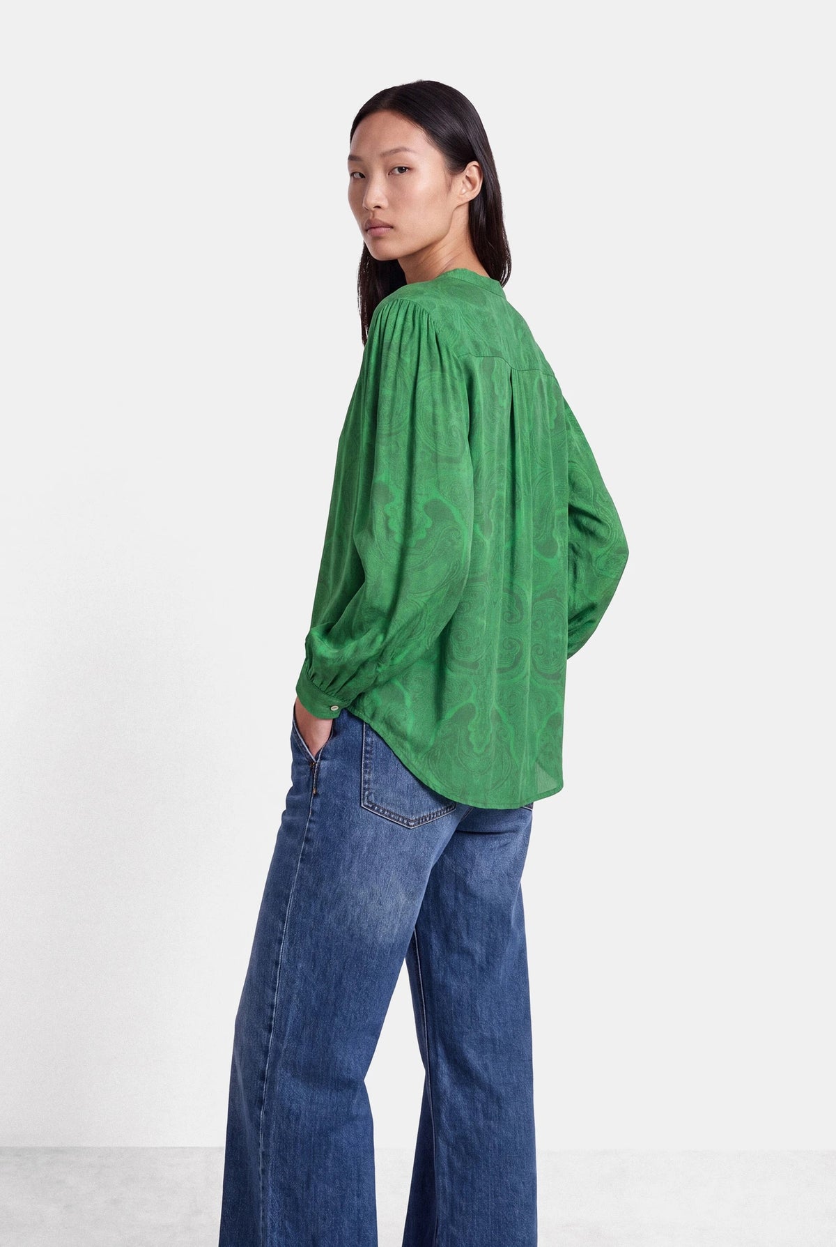 Green With Envy Paisley Blouse