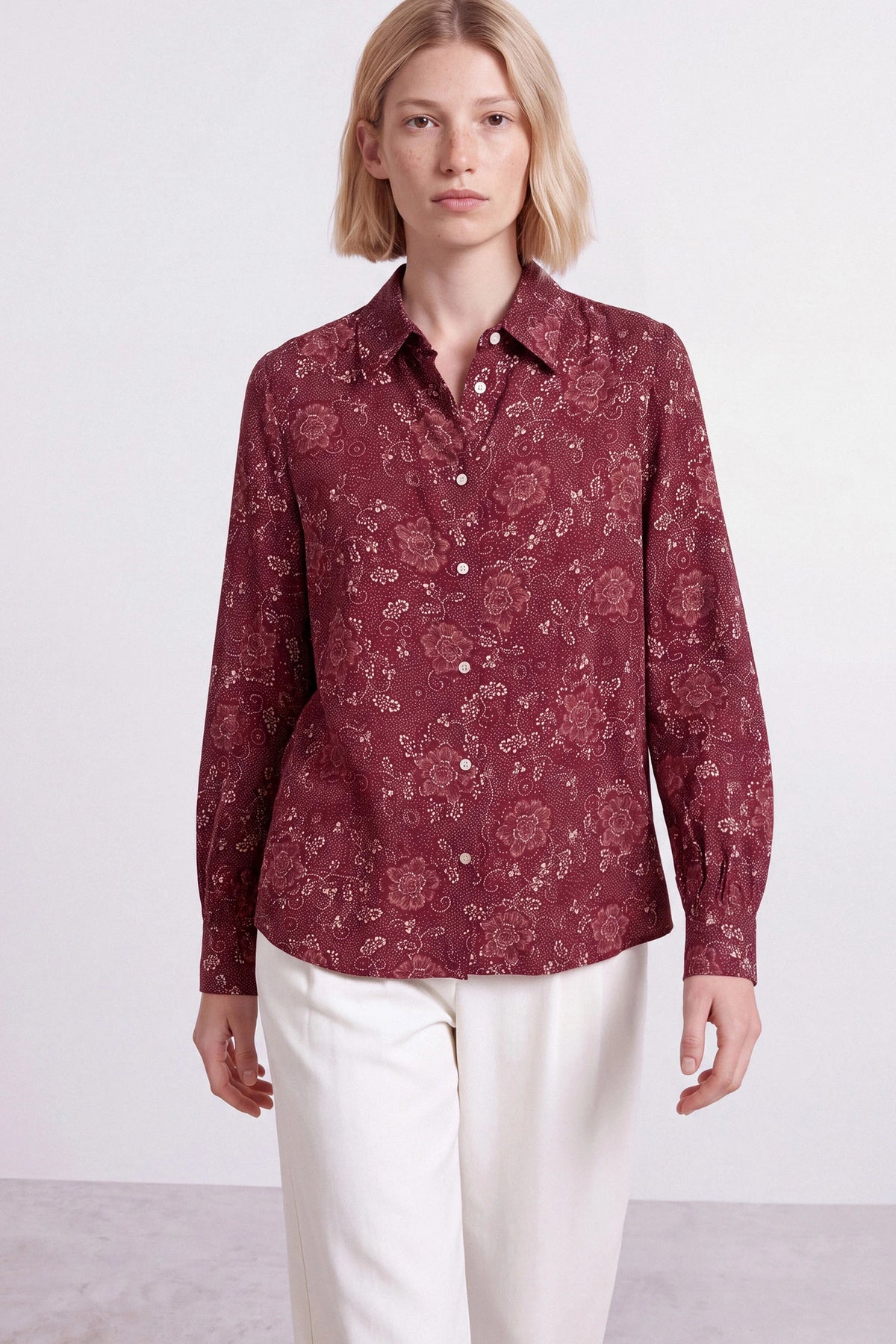 Petal Mischief Burgundy Floral Shirt