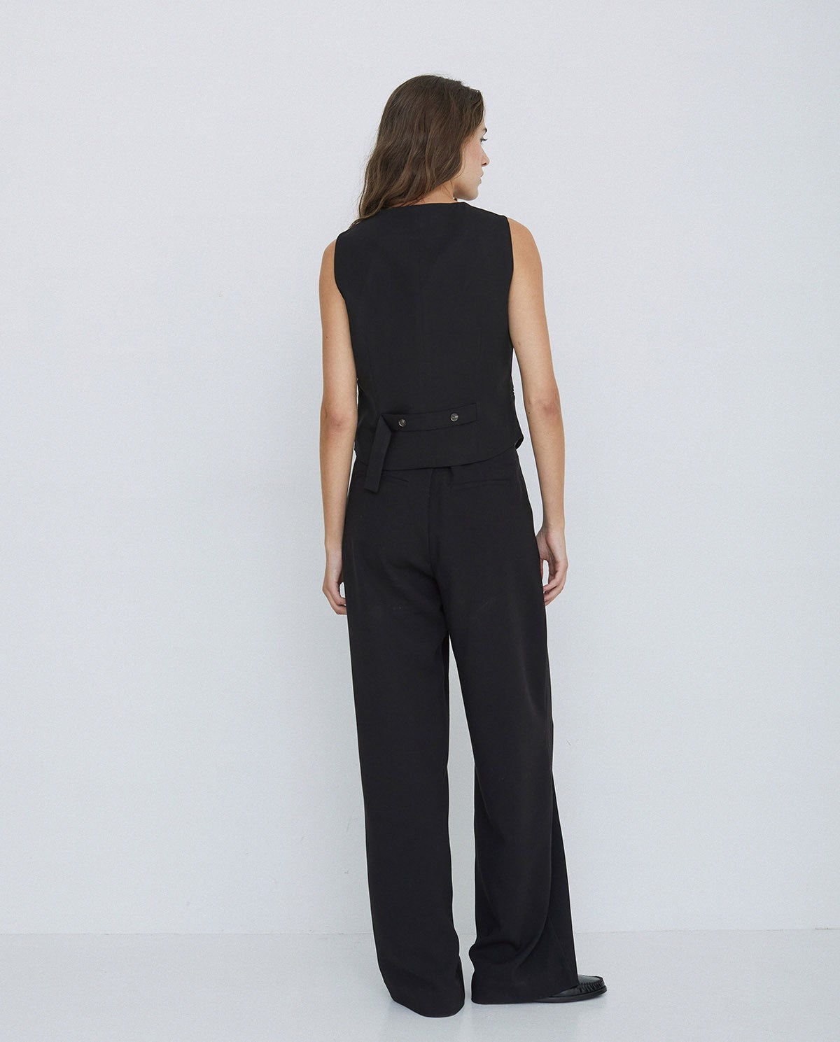 Wide Pleated Trousers in Black