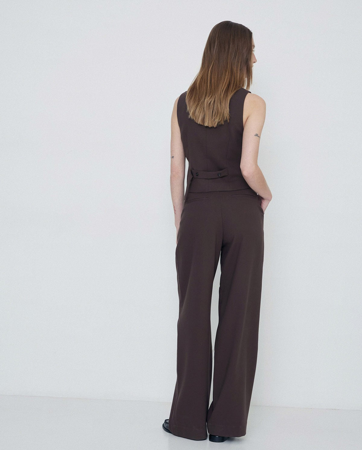 Wide Pleated Trousers in Chocolate