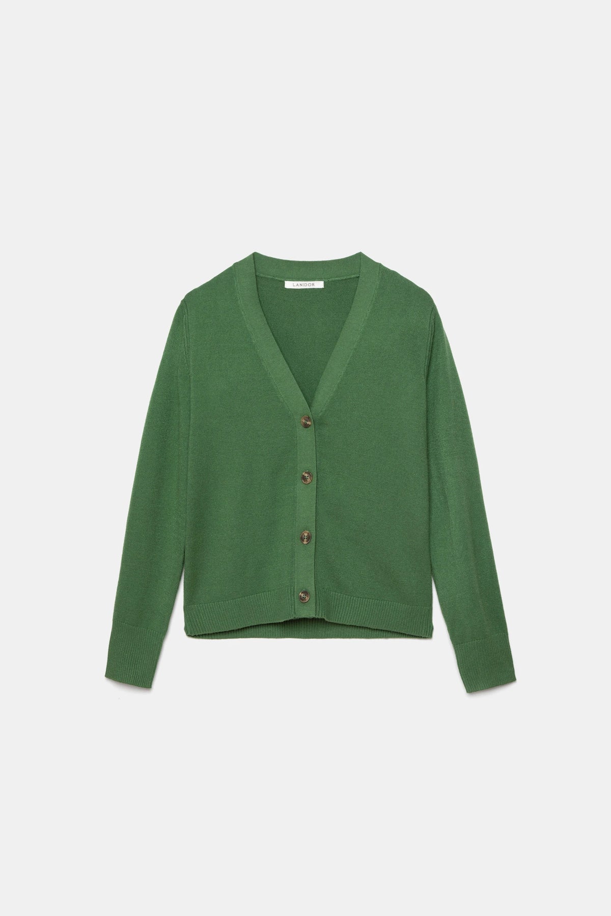 V-neck Knit Cardigan in Bottle Green