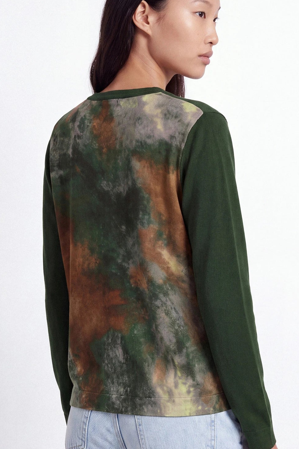 V-Neck Printed Back Knit Cardigan