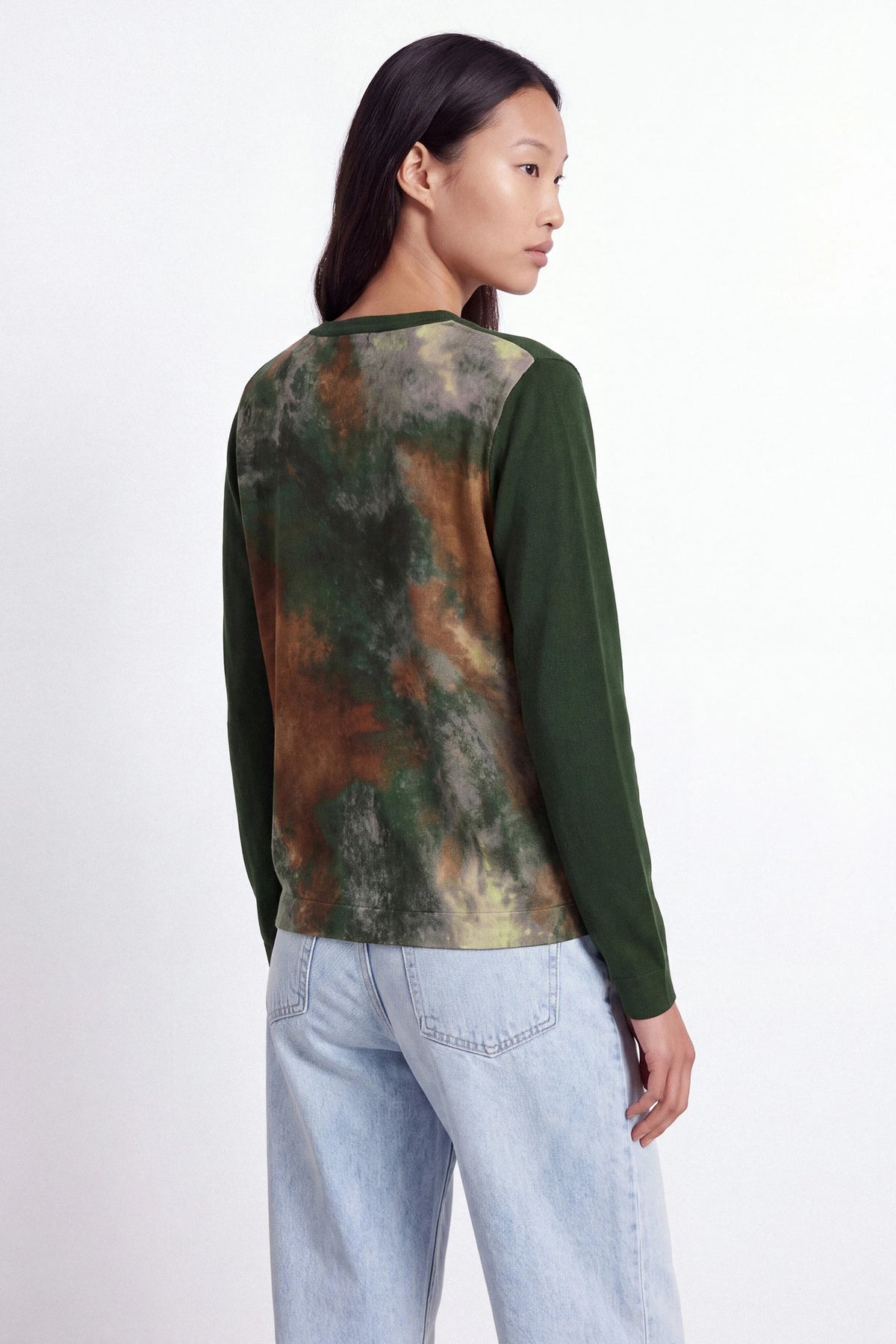 V-Neck Printed Back Knit Cardigan