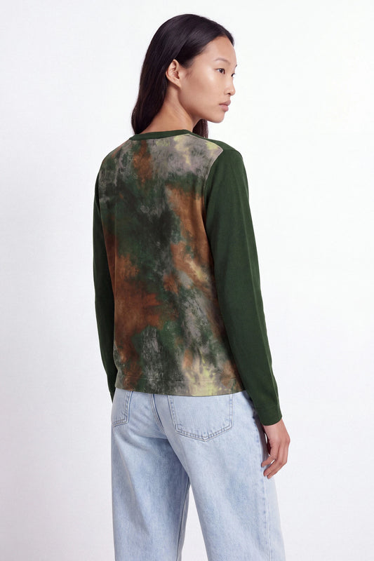 V-Neck Printed Back Knit Cardigan