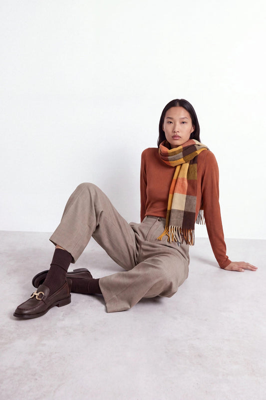Round-Neck Knit Sweater in Rust